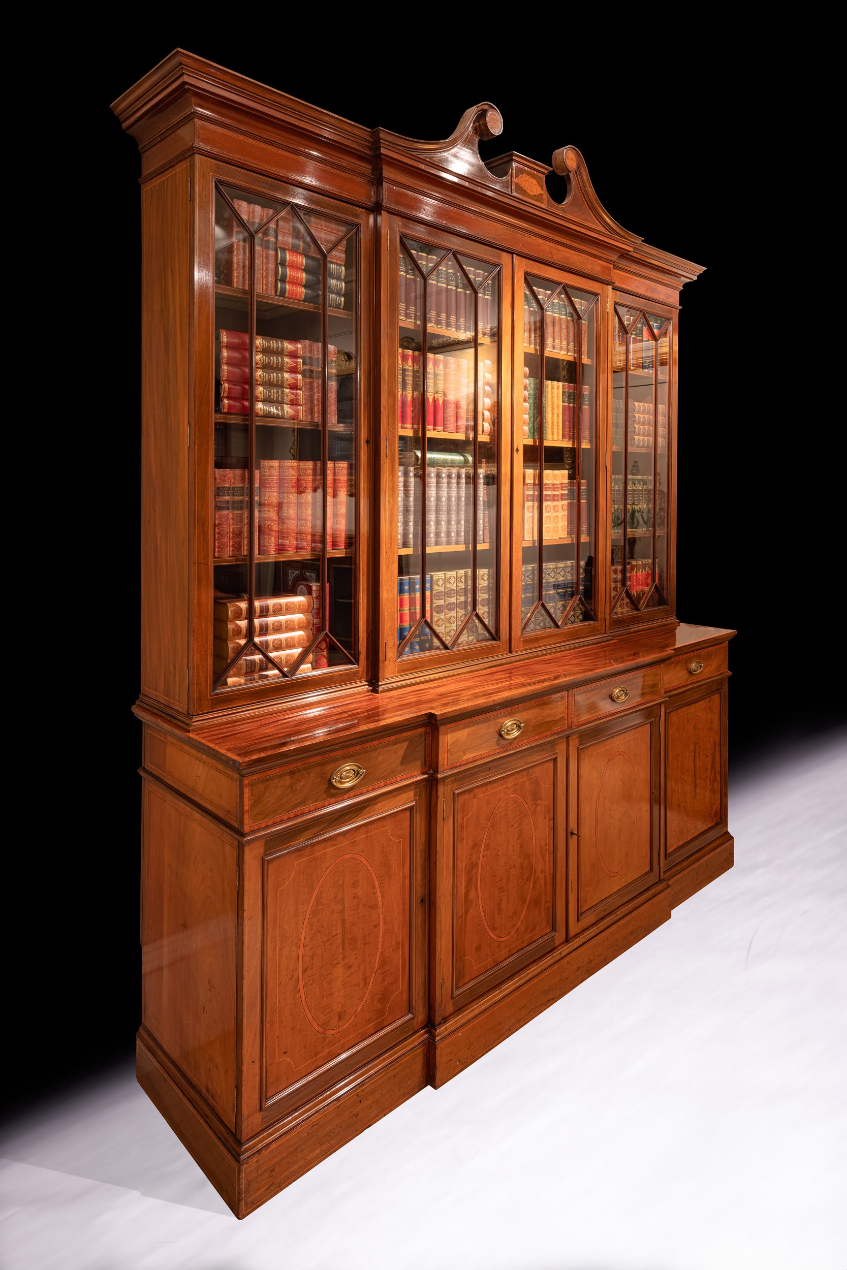 19TH CENTURY BREAKFRONT BOOKCASE BY MAPLE & CO - REF No. 4073