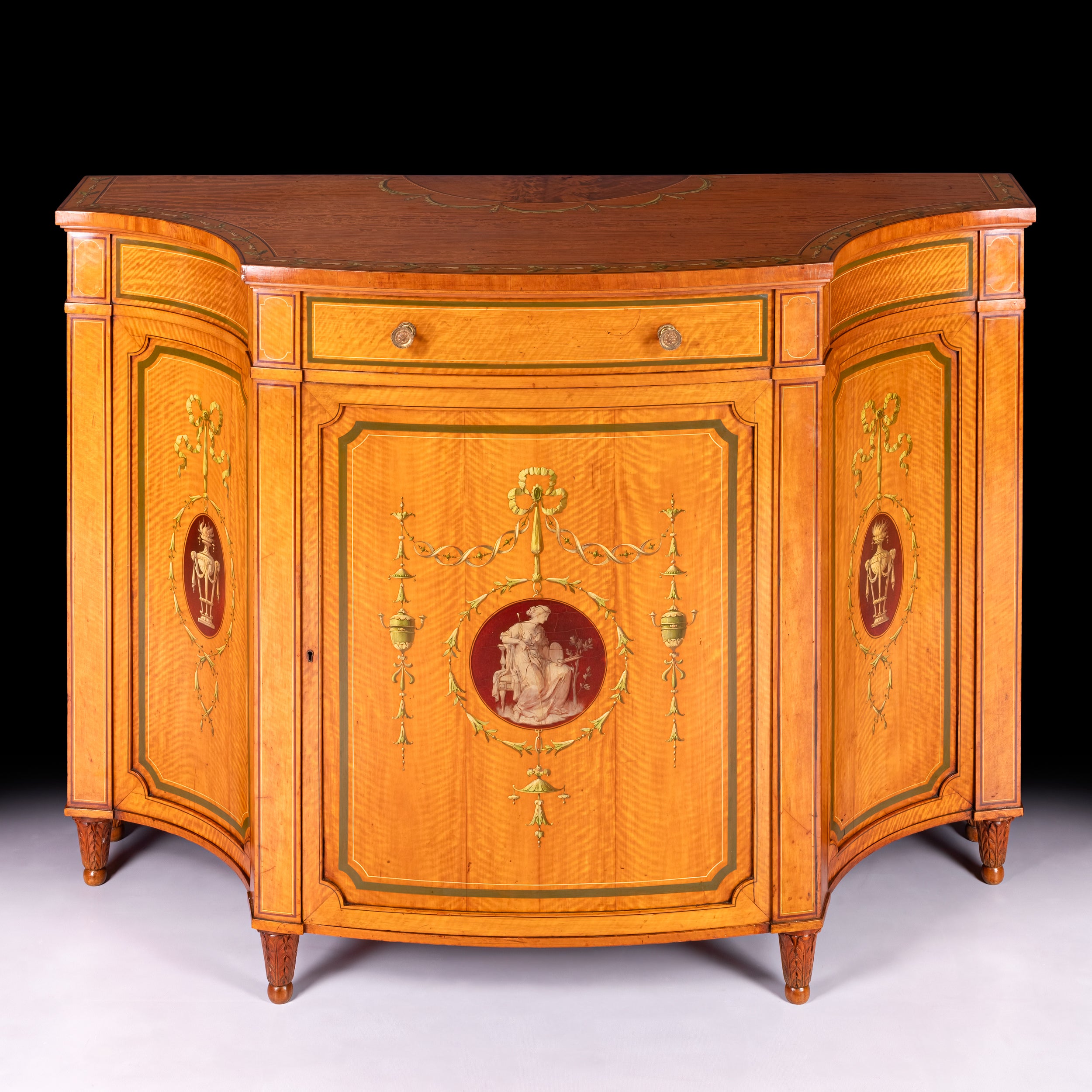 ENGLISH SATINWOOD SIDE CABINET BY MAPLE & CO - REF No. 4081