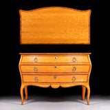 GEORGIAN SATINWOOD SERPENTINE DRESSING COMMODE - REF No. 4068