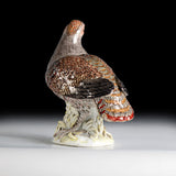 18TH CENTURY MEISSEN FINELY PAINTED PORCELAIN MODEL OF A GREY PARTRIDGE - REF No. B1006