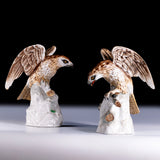 PAIR OF EARLY 20TH CENTURY GERMAN PORCELAIN MODELS OF EAGLES - REF No. B1017