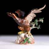 19TH CENTURY MEISSEN PAINTED PORCELAIN MODEL OF AN EAGLE ON A ROCK - REF No. B1014