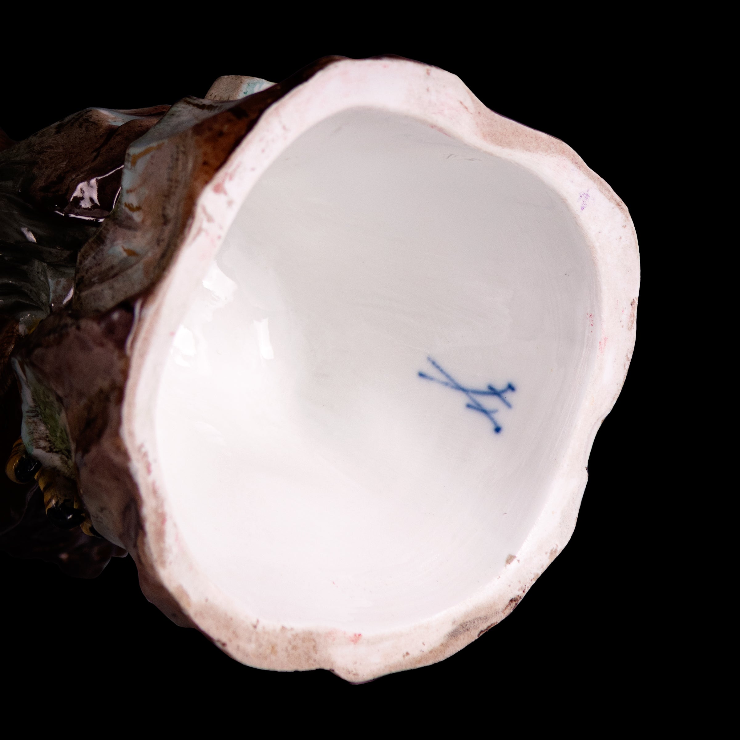 19TH CENTURY MEISSEN PAINTED PORCELAIN MODEL OF AN EAGLE ON A ROCK - REF No. B1014