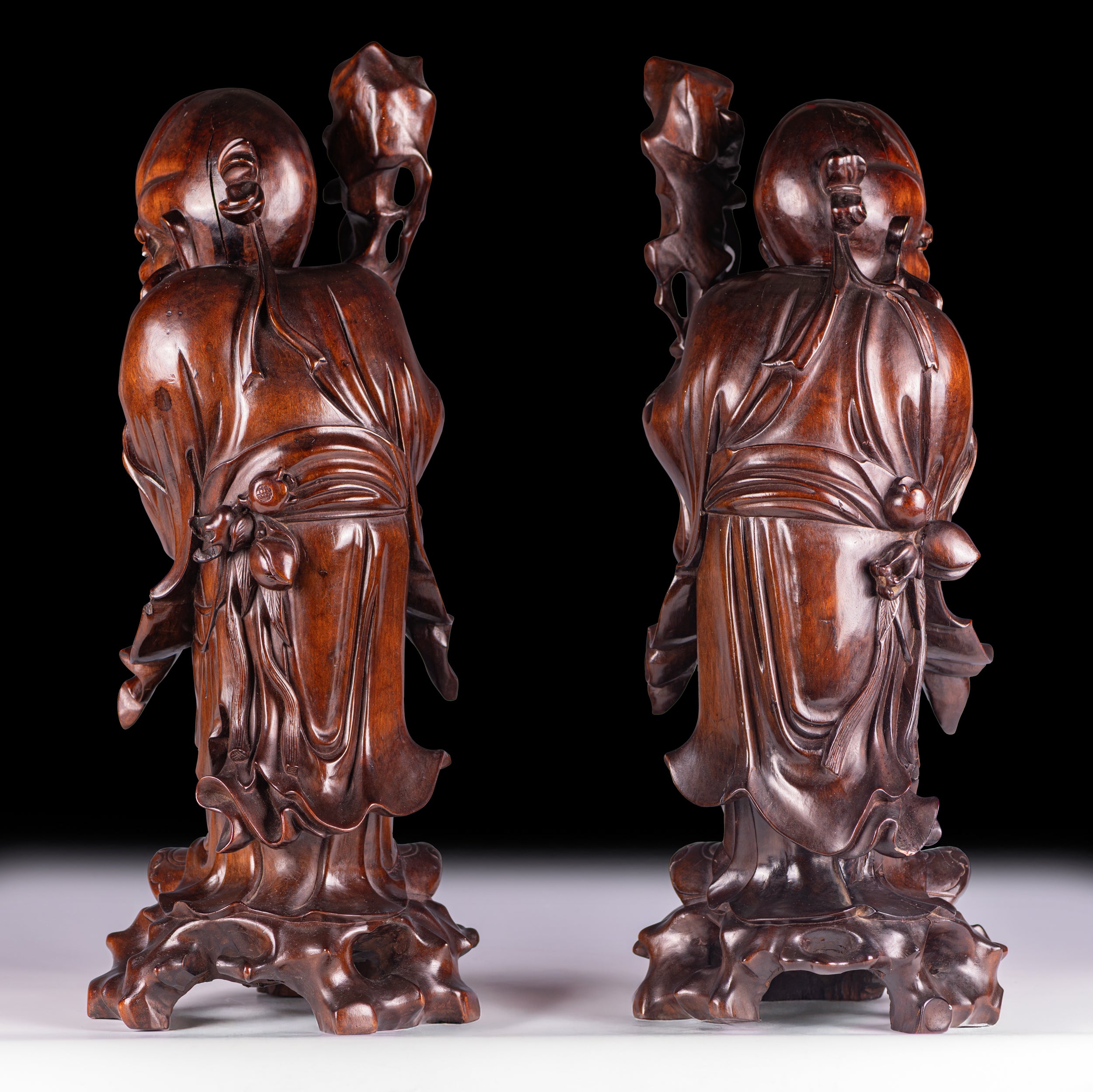 QUING QYNASTY HARDWOOD FGURES OF IMMORTALS - REF No. 1076