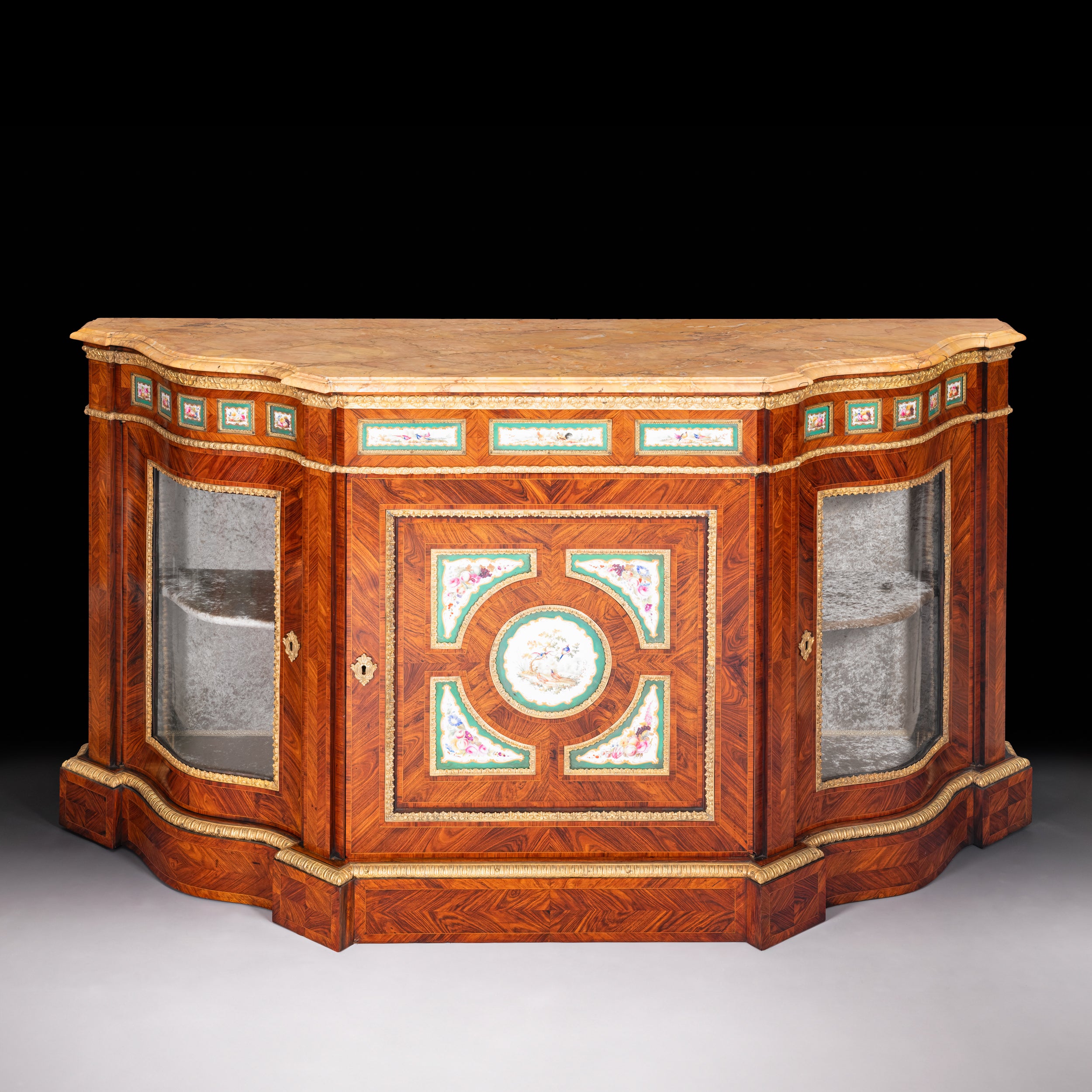 19TH CENTURY SERPENTINE SHAPED CREDENZA - REF No. 4076