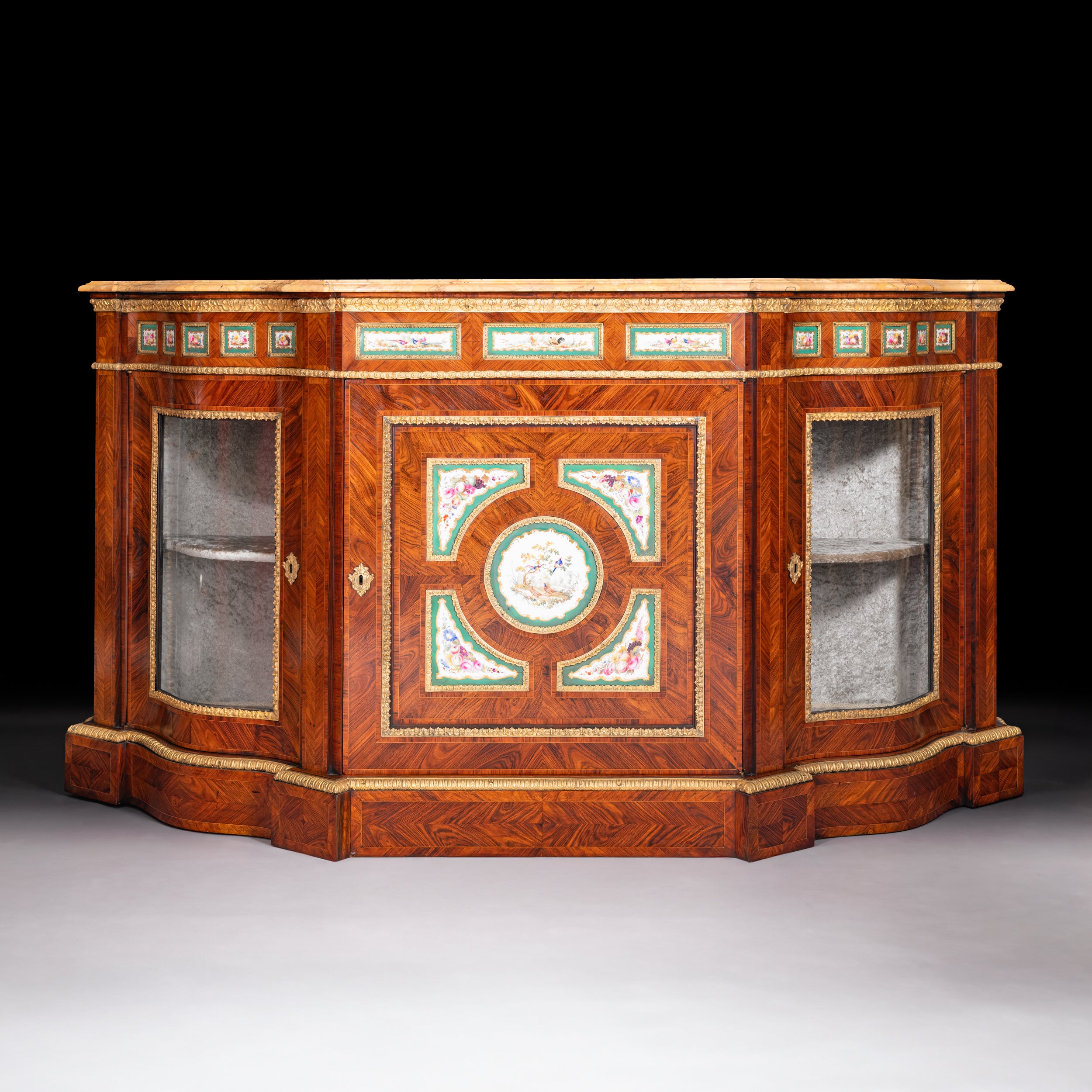 19TH CENTURY SERPENTINE SHAPED CREDENZA - REF No. 4076