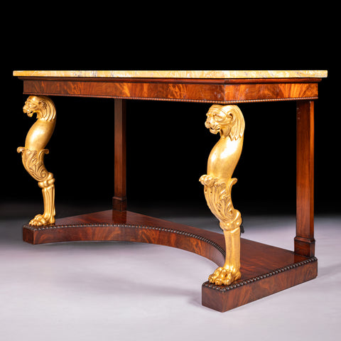AN EXCEPTIONAL PAIR OF REGENCY MAHOGANY CONSOLE TABLES ATTRIBUTED TO MACK, WILLIAMS & GIBTON - REF No. 5003