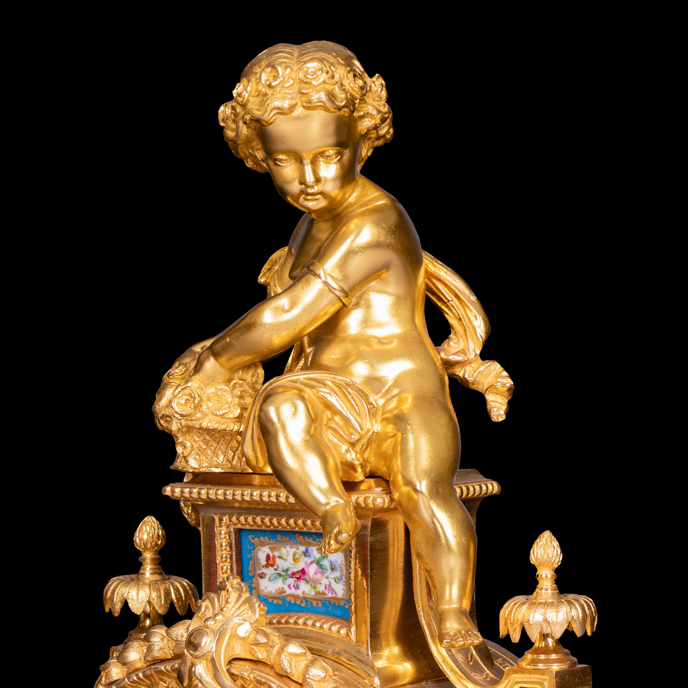 FRENCH ORMOLU & SEVRE-STYLE  PORCELAIN MANTEL CLOCK - REF No. 141