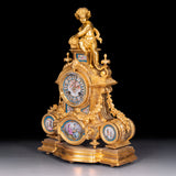 FRENCH ORMOLU & SEVRE-STYLE  PORCELAIN MANTEL CLOCK - REF No. 141