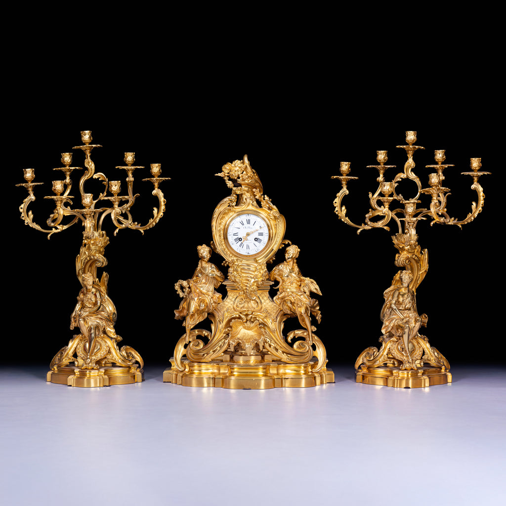 CLOCK GARNITURE BY CH. DRIEU OF PARIS - REF No. 143 CLOCK GARNITURE BY CH. DRIEU OF PARIS - REF No. 143
