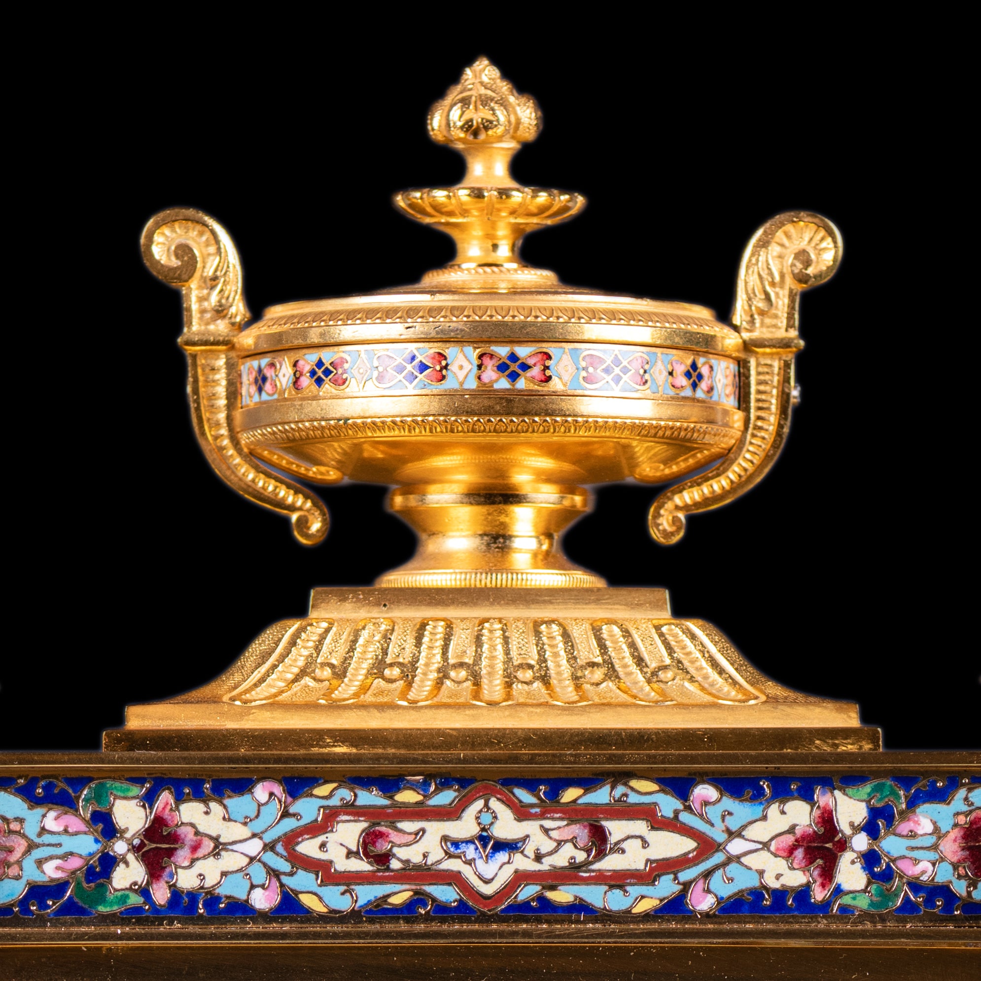 GILT BRONZE & CHAMPLEVE ENAMEL MANTLE CLOCK - REF No. 147
