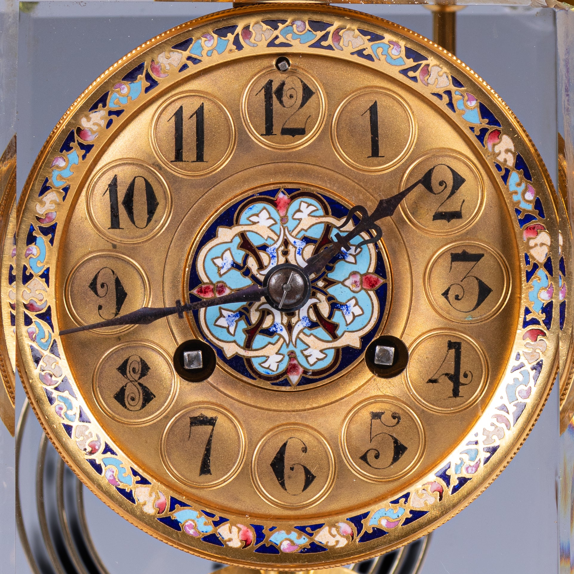 GILT BRONZE & CHAMPLEVE ENAMEL MANTLE CLOCK - REF No. 147
