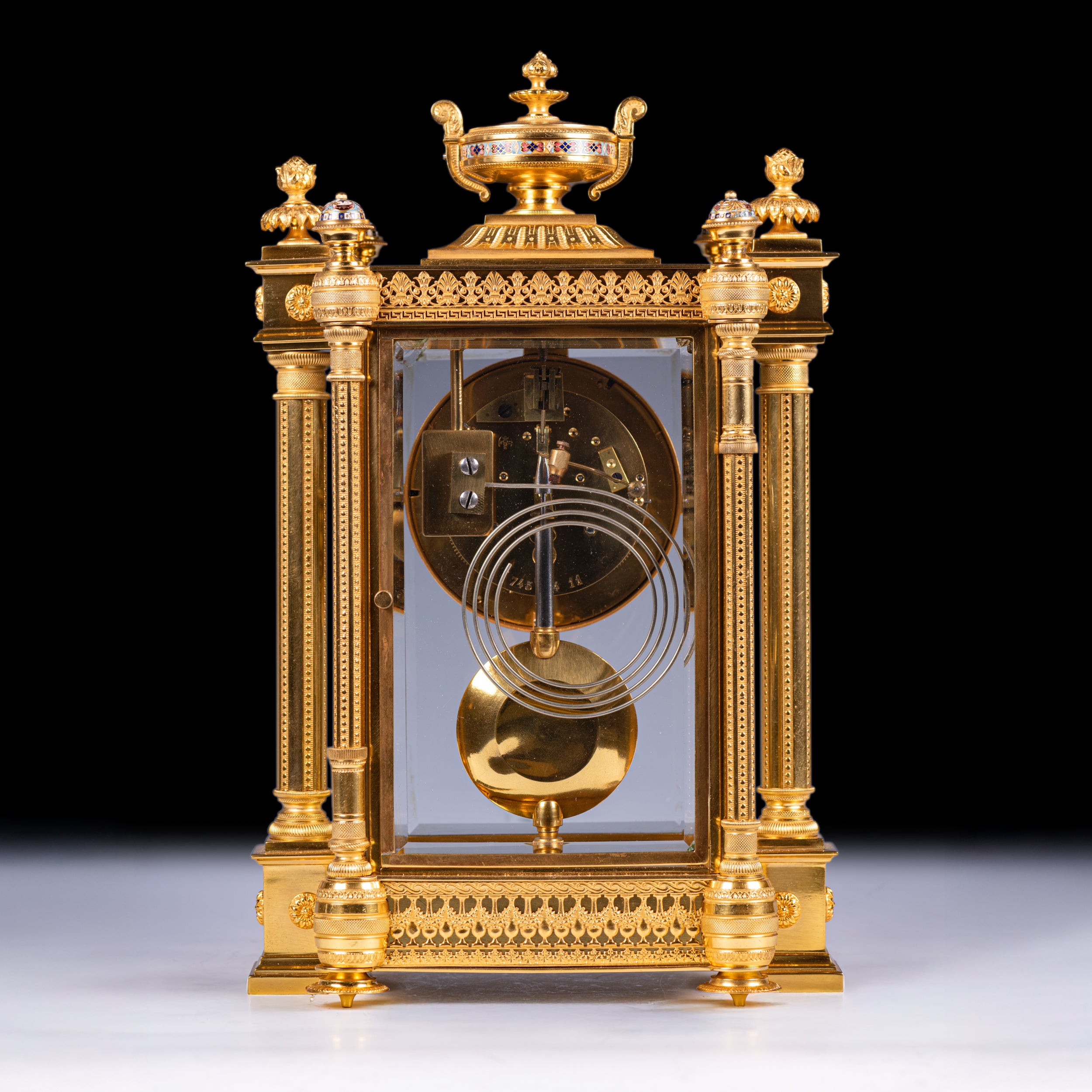 GILT BRONZE & CHAMPLEVE ENAMEL MANTLE CLOCK - REF No. 147