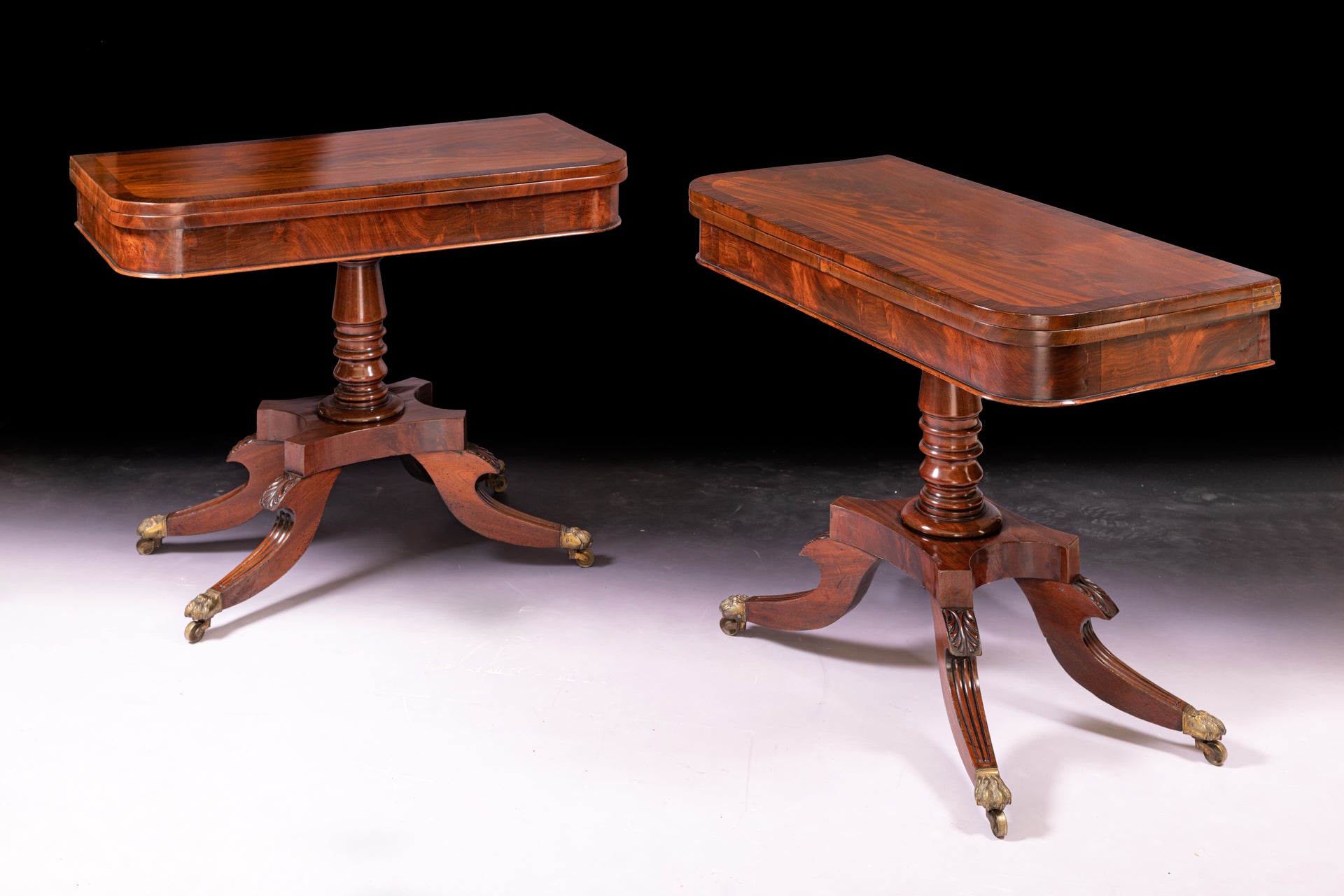 PAIR OF IRISH REGENCY CARD TABLES - REF No. 9015