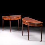 PAIR OF GEORGIAN MAHOGANY DEMI LUNE CARD TABLES - REF No. 9013