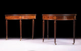 PAIR OF GEORGIAN MAHOGANY DEMI LUNE CARD TABLES - REF No. 9013