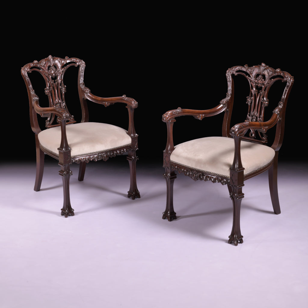 PAIR OF 19TH CENTURY ARMCHAIRS - REF No. 8030 PAIR OF 19TH CENTURY ARMCHAIRS - REF No. 8030