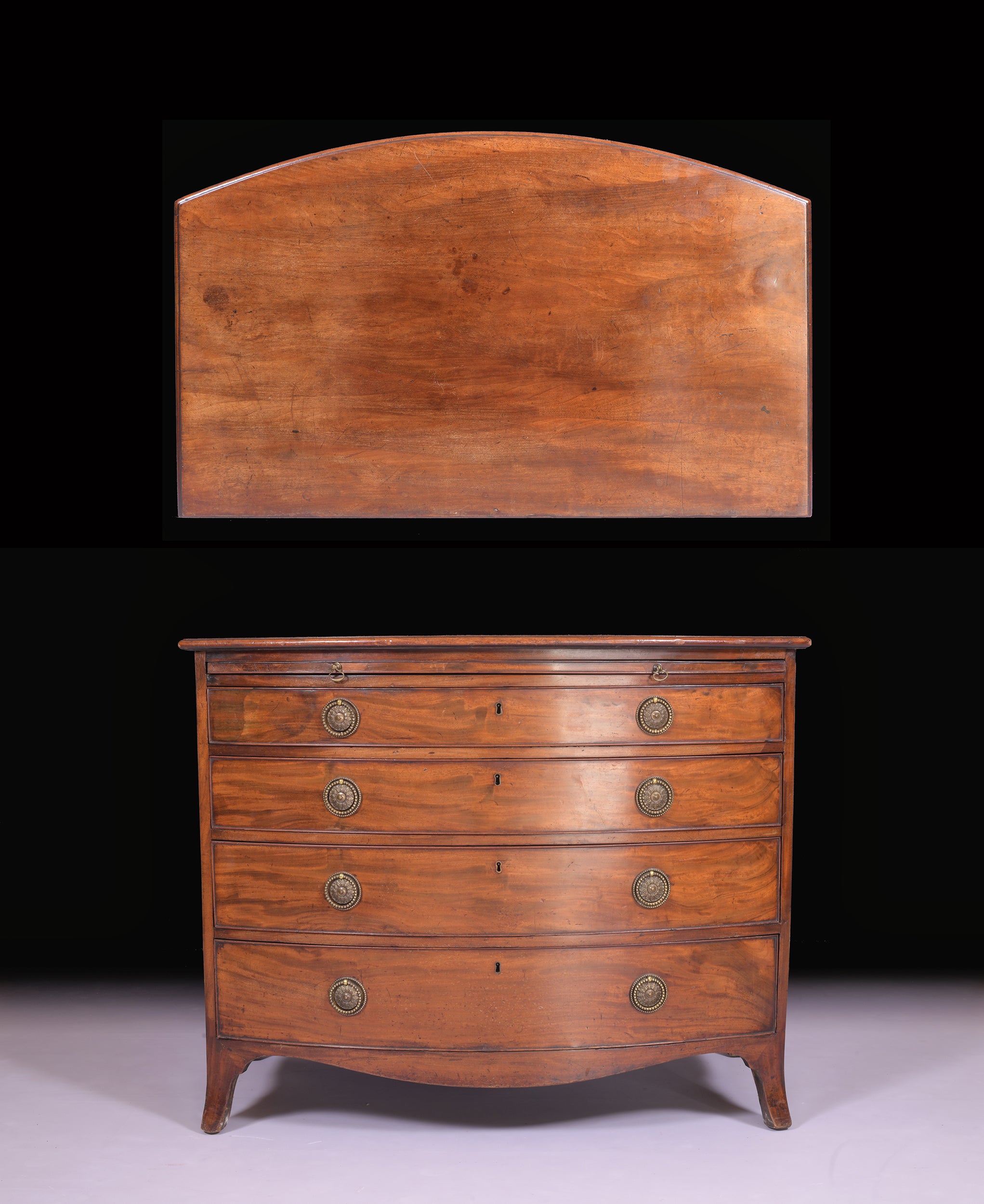 GEORGIAN MAHOGANY BOW FRONT CHEST - REF No. 182