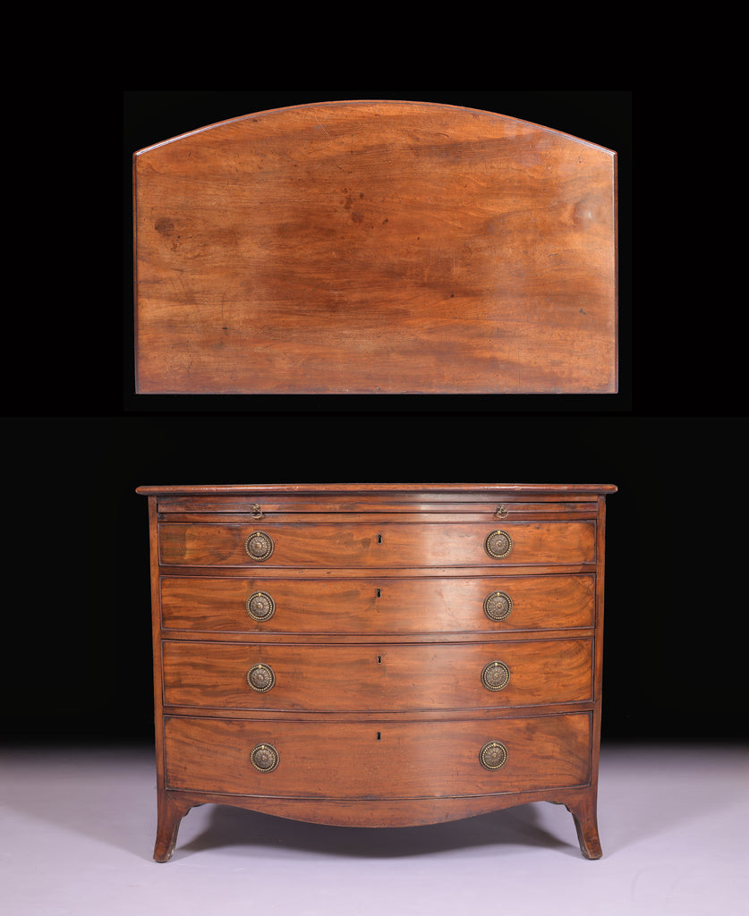 GEORGIAN MAHOGANY BOW FRONT CHEST - REF No. 182 GEORGIAN MAHOGANY BOW FRONT CHEST - REF No. 182