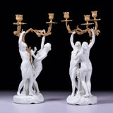 PAIR OF CAPODIMONTE PORCELAIN & ORMOLU CANDELABRA - REF No. 184