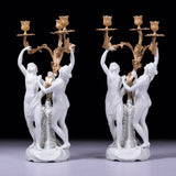 PAIR OF CAPODIMONTE PORCELAIN & ORMOLU CANDELABRA - REF No. 184