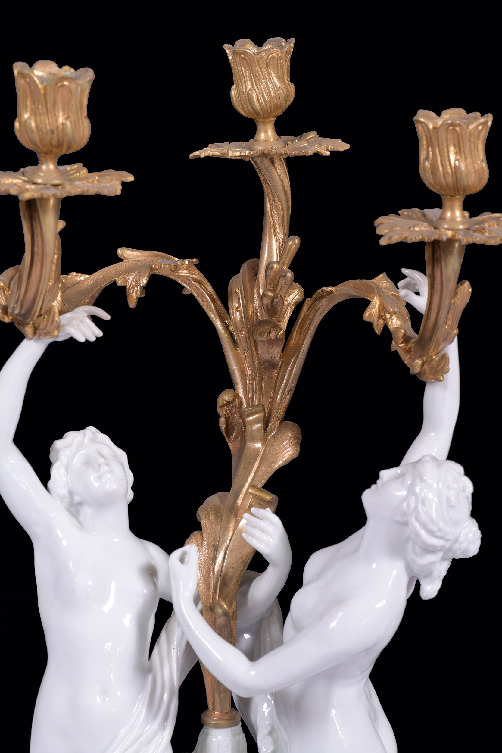 PAIR OF CAPODIMONTE PORCELAIN & ORMOLU CANDELABRA - REF No. 184