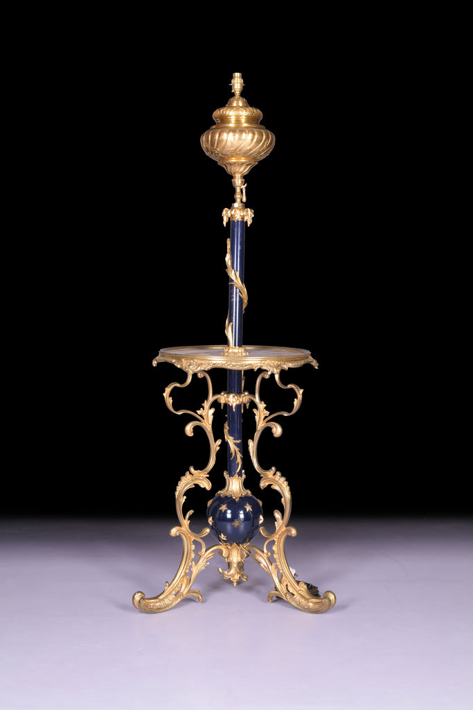 A FINE FRENCH ORMOLU TELESCOPIC STANDARD LAMP - REF No. 1014 A FINE FRENCH ORMOLU TELESCOPIC STANDARD LAMP - REF No. 1014