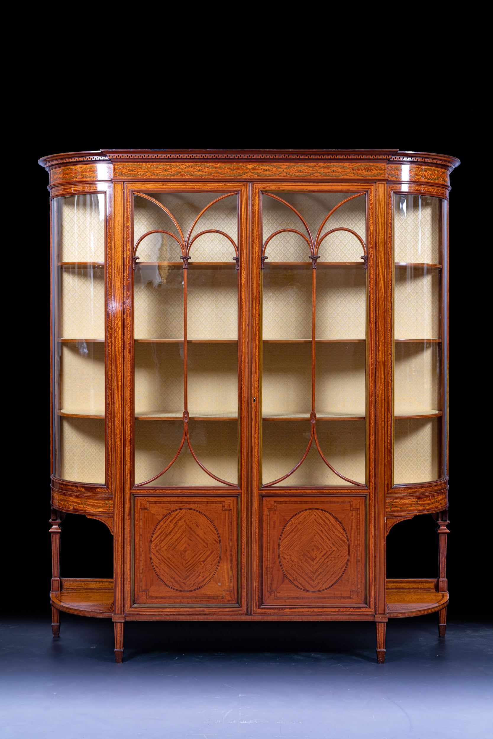 SATINWOOD DISPLAY CABINET STAMPED HOLLAND & SONS REF No. 4065
