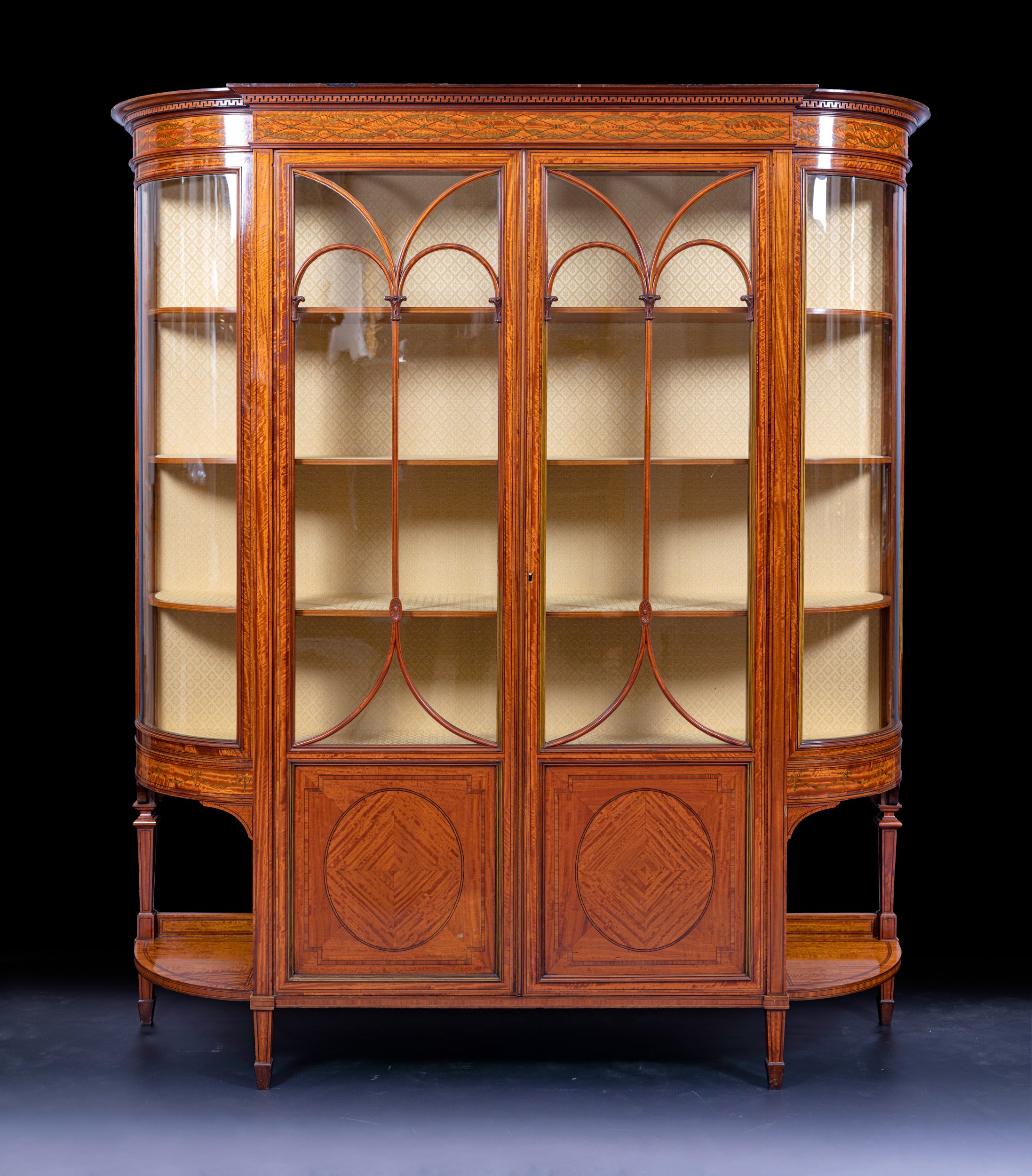 SATINWOOD DISPLAY CABINET STAMPED HOLLAND & SONS REF No. 4065