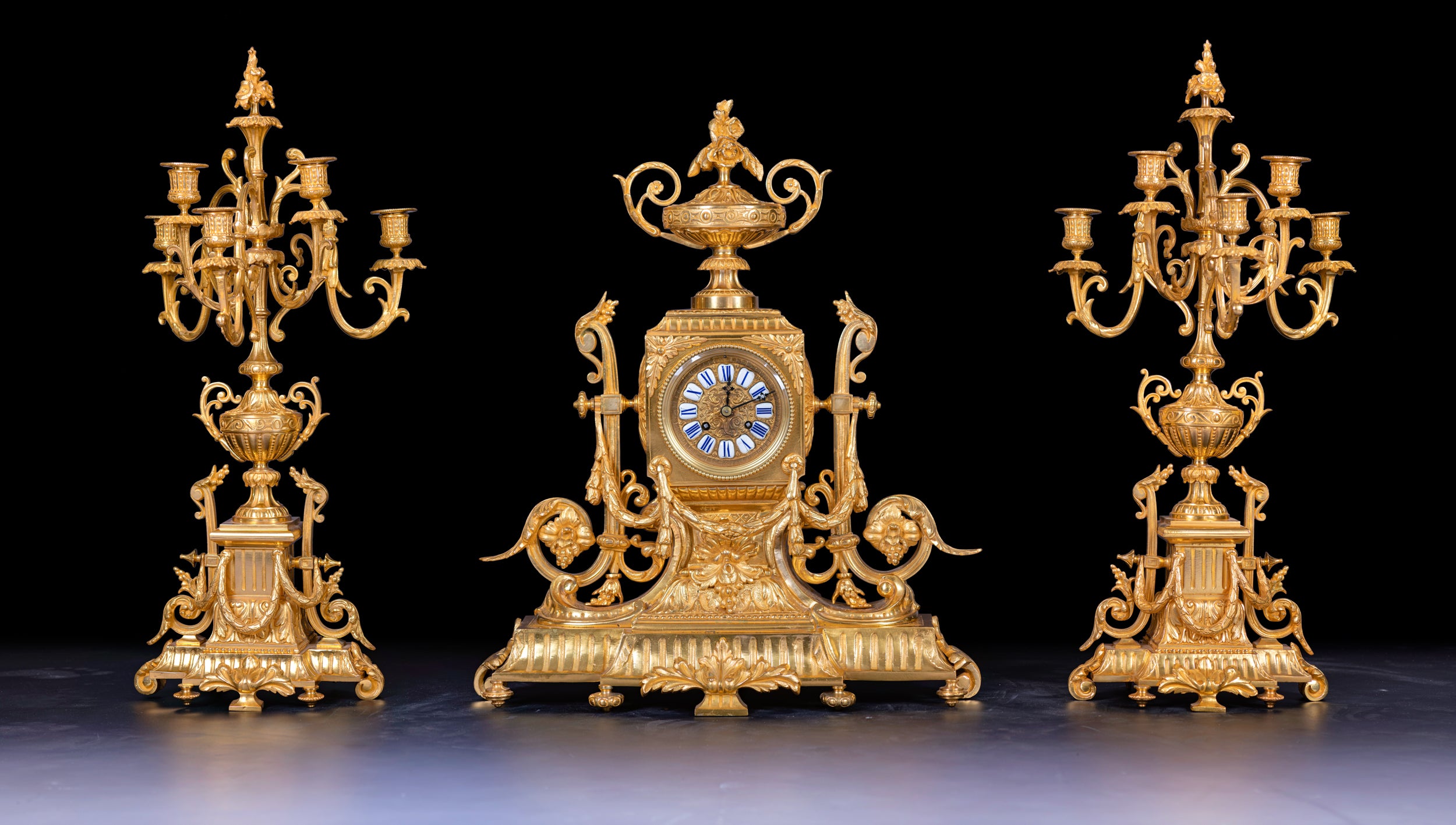 19TH CENTURY FRECH CLOCK GARNITURE - REF No. 127