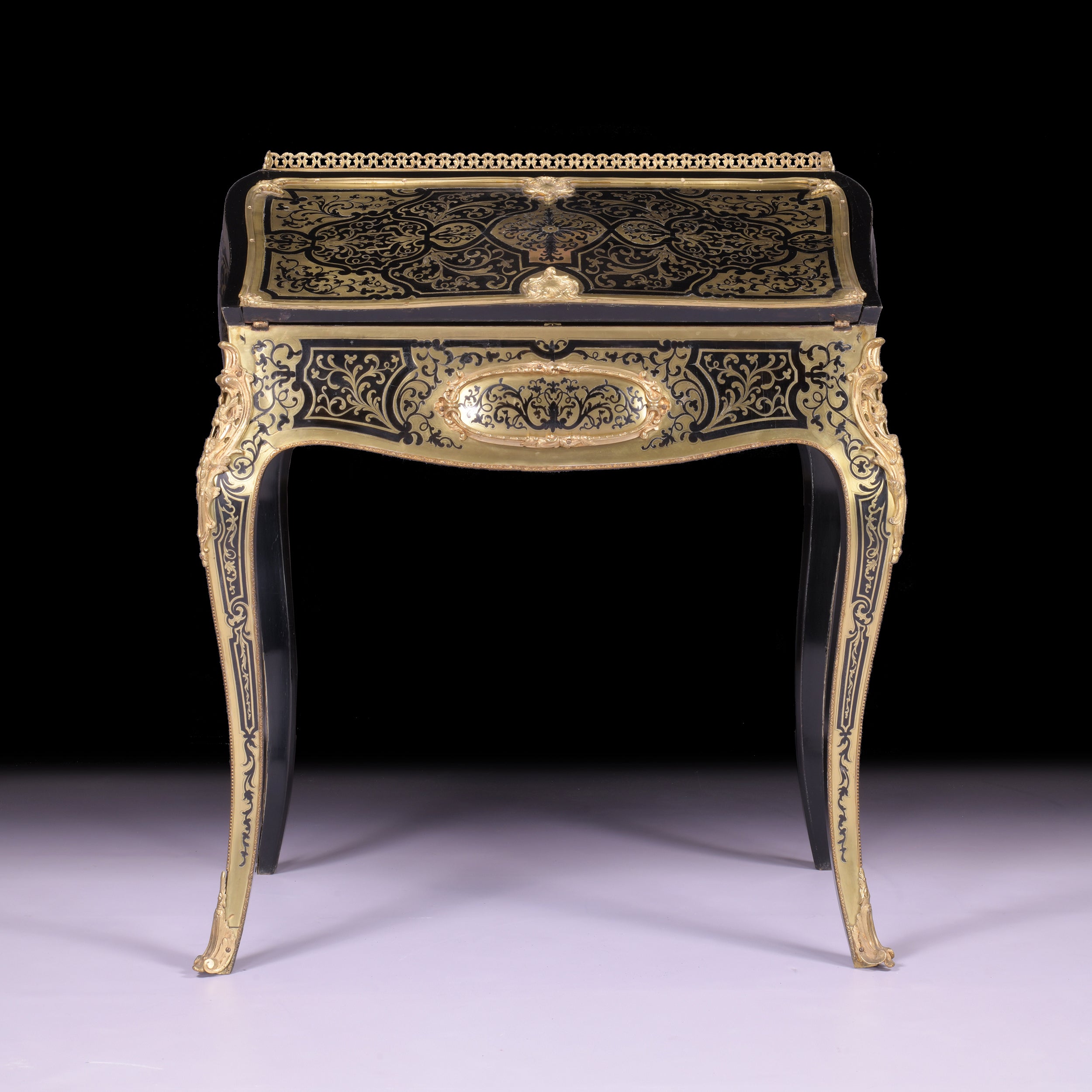 AN EXCEPTIONAL 19TH CENTURY LOUIS XV STYLE BOULLE LADIES BOMBE BUREAU - REF No. 3003