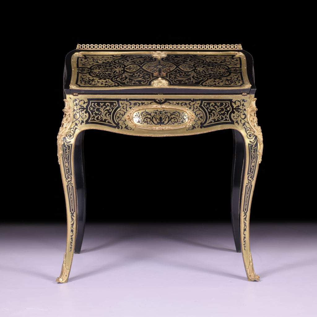 AN EXCEPTIONAL 19TH CENTURY LOUIS XV STYLE BOULLE LADIES BOMBE BUREAU - REF No. 3003 AN EXCEPTIONAL 19TH CENTURY LOUIS XV STYLE BOULLE LADIES BOMBE BUREAU - REF No. 3003