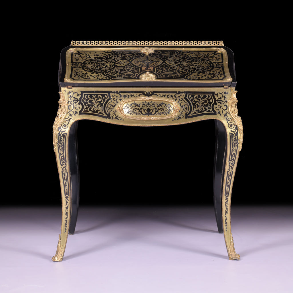 AN EXCEPTIONAL 19TH CENTURY LOUIS XV STYLE BOULLE LADIES BOMBE BUREAU - REF No. 3003