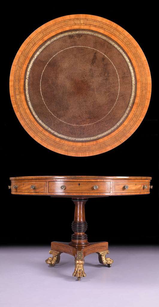 REGENCY SATINWOOD DRUM TABLE - REF No. 7060 REGENCY SATINWOOD DRUM TABLE - REF No. 7060