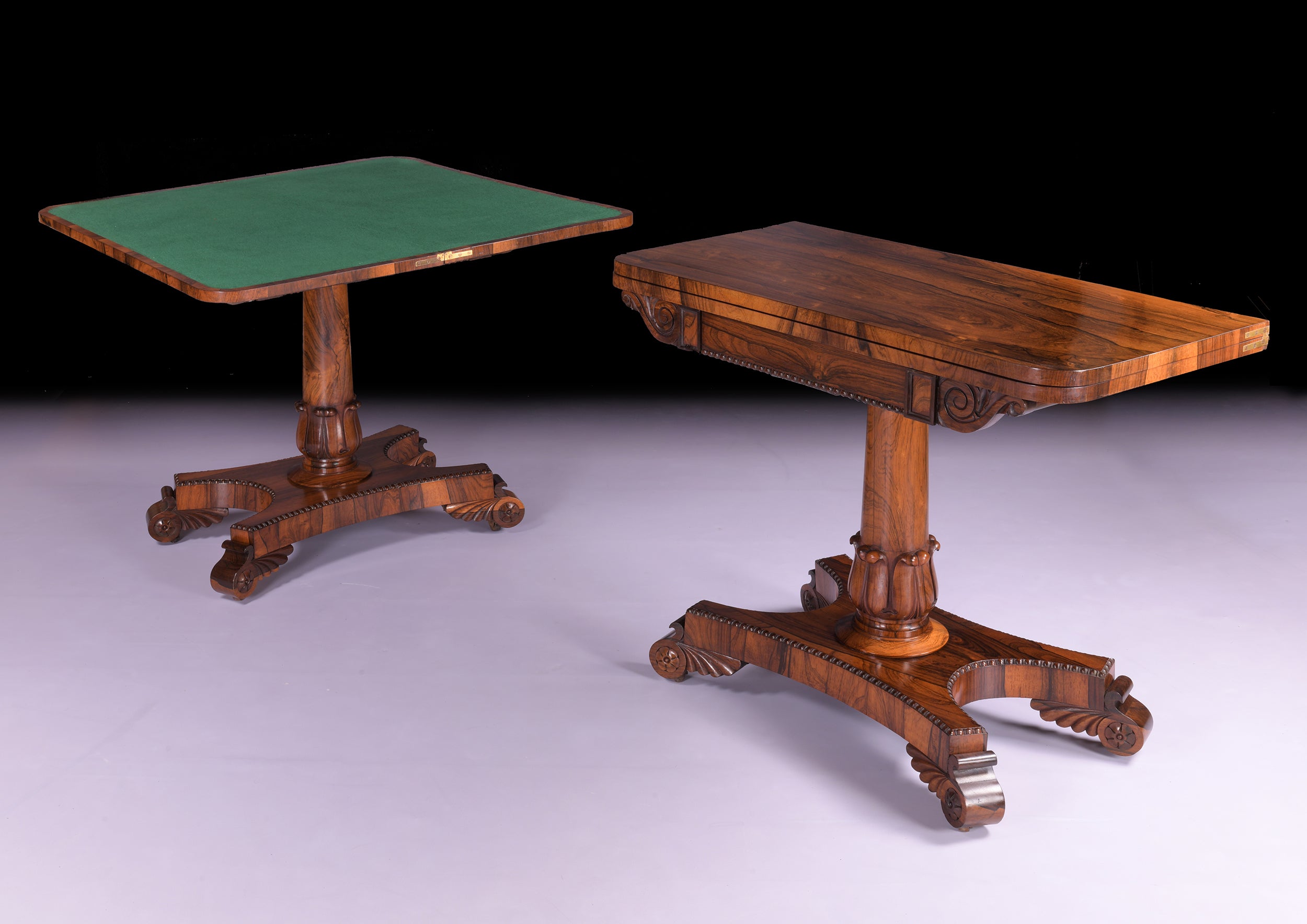 A VERY FINE PAIR OF WILLIAM IV CARD TABLES - REF No. 9005