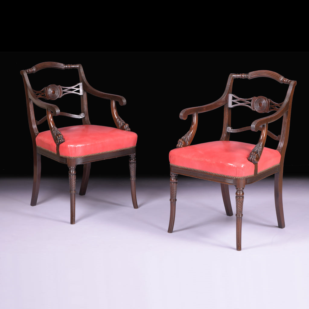 PAIR OF IRISH REGENCY ARMCHAIRS BY MACK WILLIAMS & GIBTON - REF No. 8025 PAIR OF IRISH REGENCY ARMCHAIRS BY MACK WILLIAMS & GIBTON - REF No. 8025