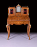 A LATE 19TH CENTURY FRENCH INLAID BURR WALNUT BONHEUR DU JOUR - REF No. 3001