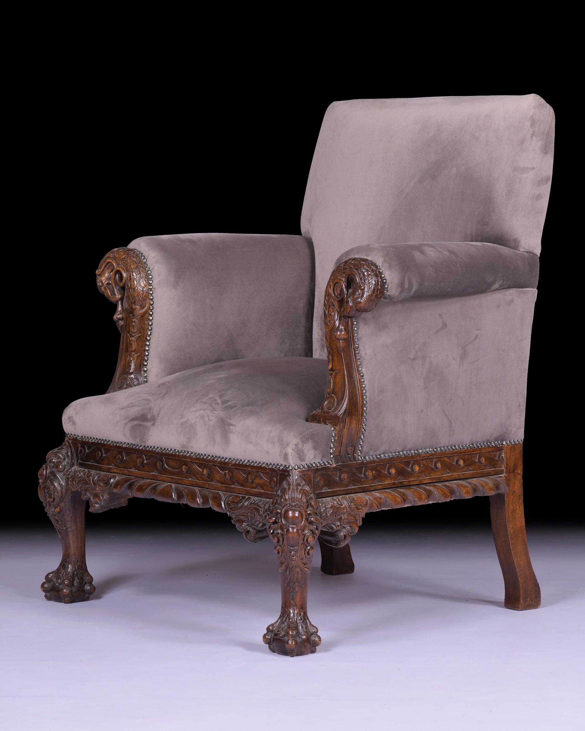PAIR OF IRISH LIBRARY ARMCHAIRS - REF No. 8018