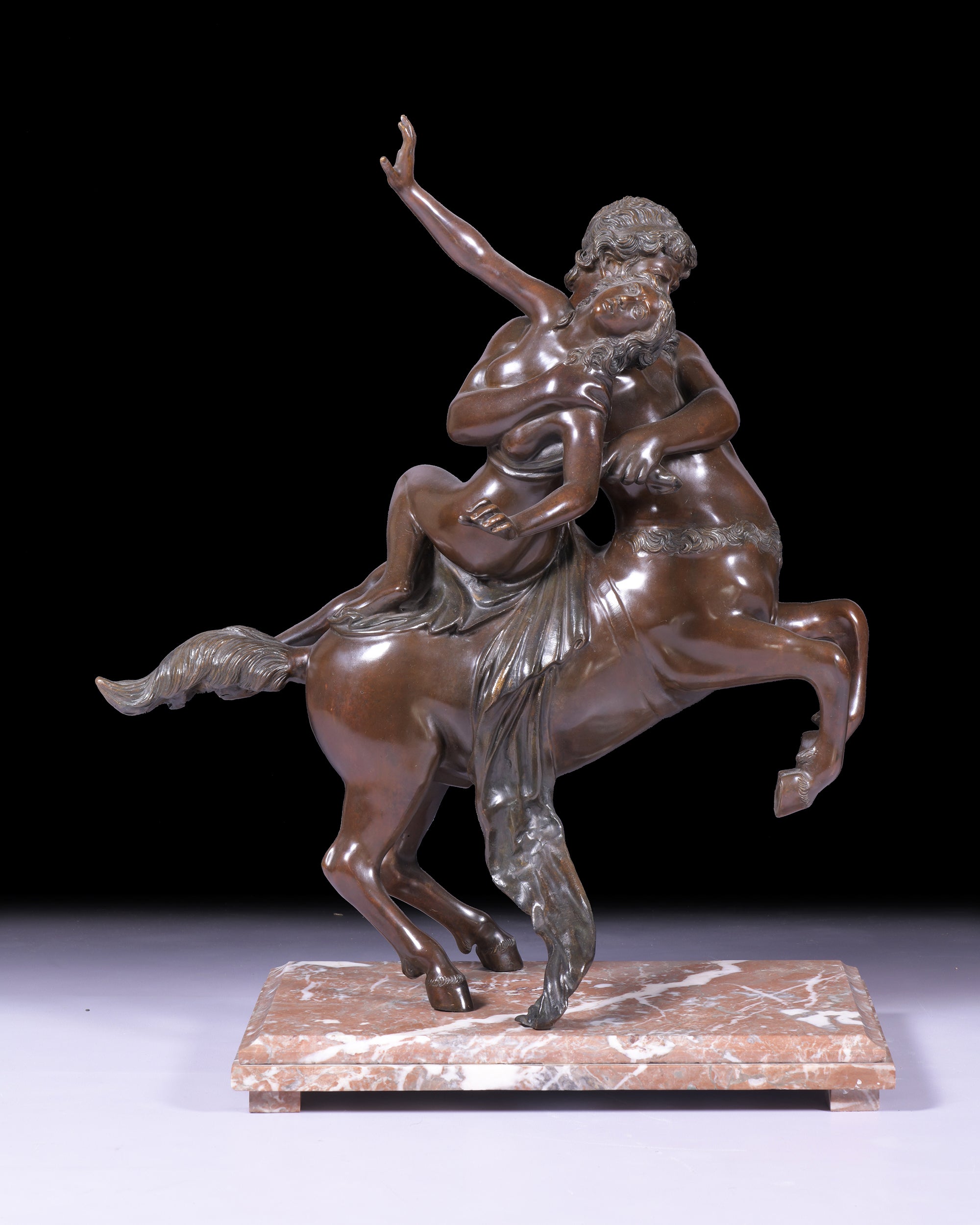 A FINE 19TH CENTURY BRONZE GROUP OF NESSUS ABDUCTING DEIANIRA - REF No.1052