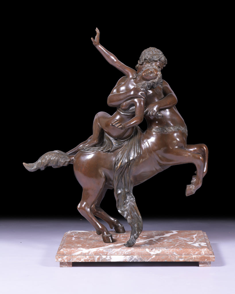 A FINE 19TH CENTURY BRONZE GROUP OF NESSUS ABDUCTING DEIANIRA - REF No.1052 A FINE 19TH CENTURY BRONZE GROUP OF NESSUS ABDUCTING DEIANIRA - REF No.1052