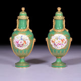 A FINE PAIR OF COALPOT VASES & COVERS - REF No. 183