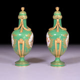 A FINE PAIR OF COALPOT VASES & COVERS - REF No. 183