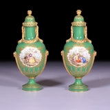 A FINE PAIR OF COALPOT VASES & COVERS - REF No. 183