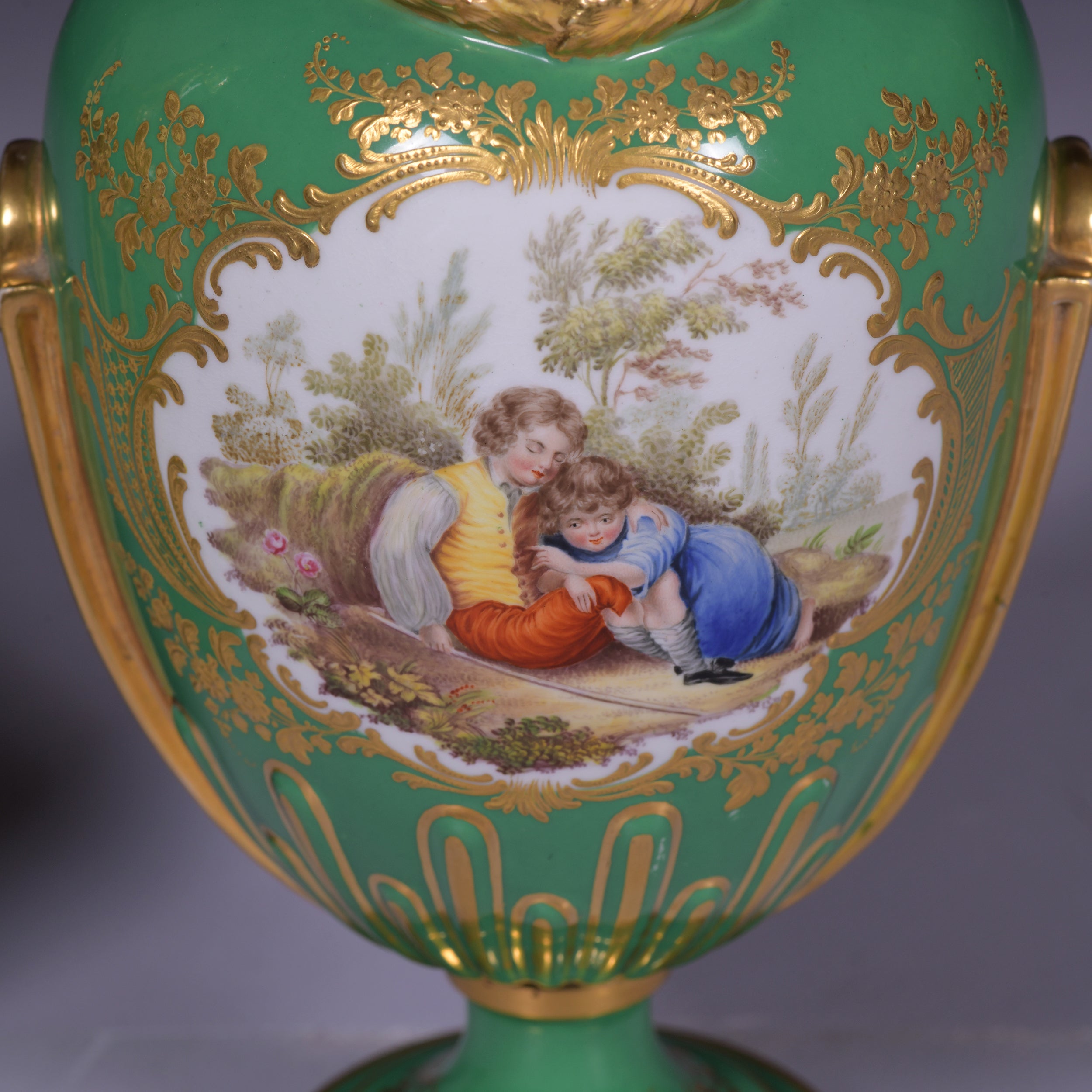 A FINE PAIR OF COALPOT VASES & COVERS - REF No. 183
