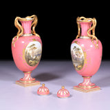 A FINE PAIR OF VASES BY COALPORT - REF No. 176