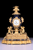 19TH CENTURY ORMOLU & PORCELAIN MANTLE CLOCK REF No. 107