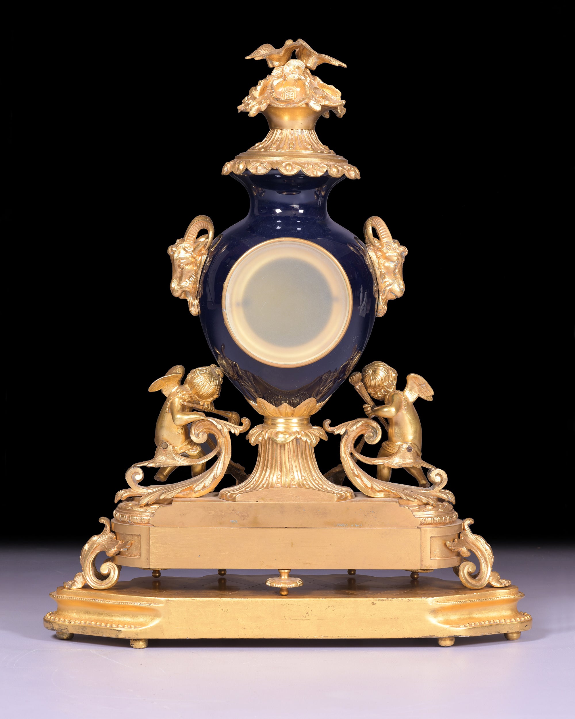 19TH CENTURY ORMOLU & PORCELAIN MANTLE CLOCK REF No. 107