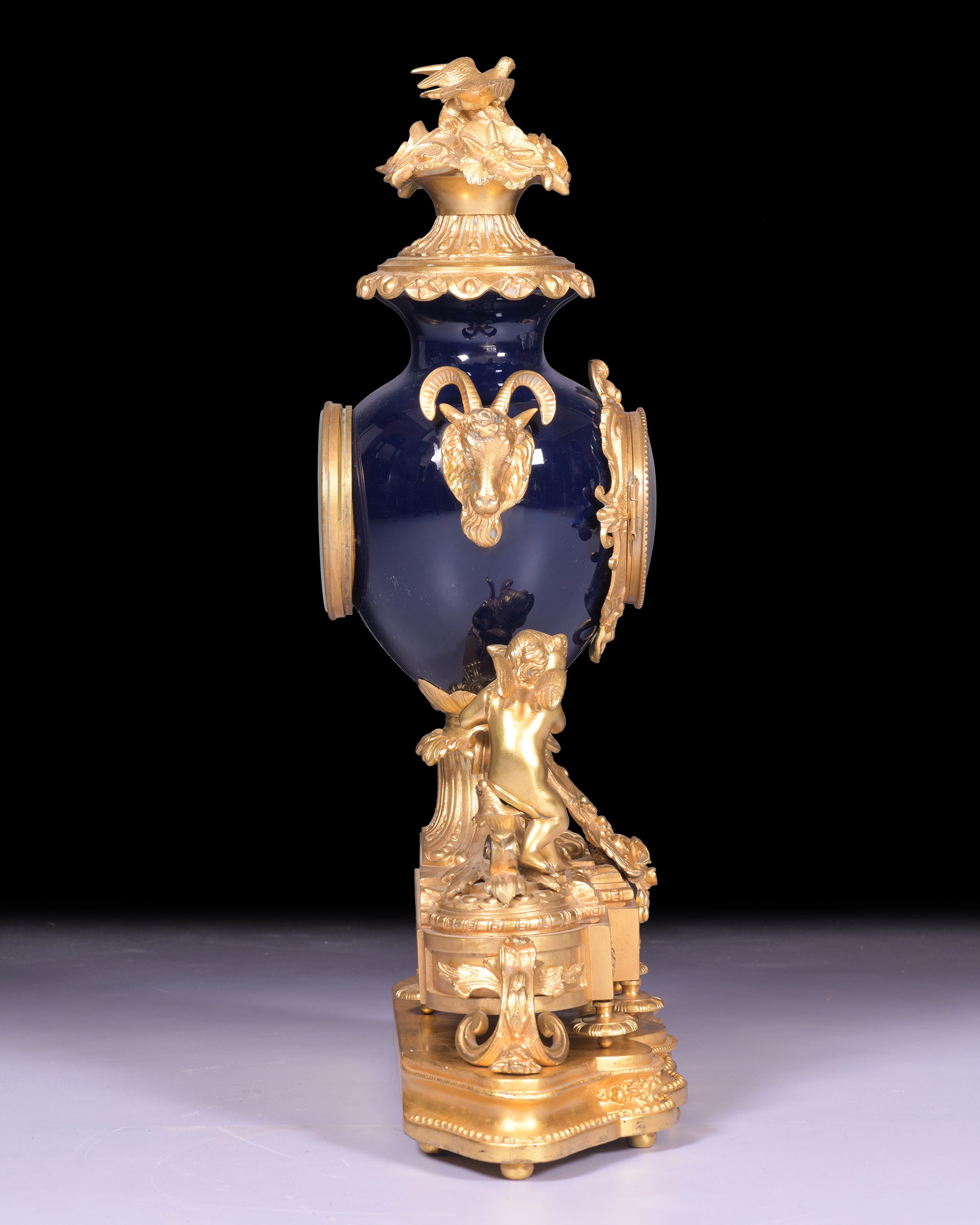 19TH CENTURY ORMOLU & PORCELAIN MANTLE CLOCK REF No. 107
