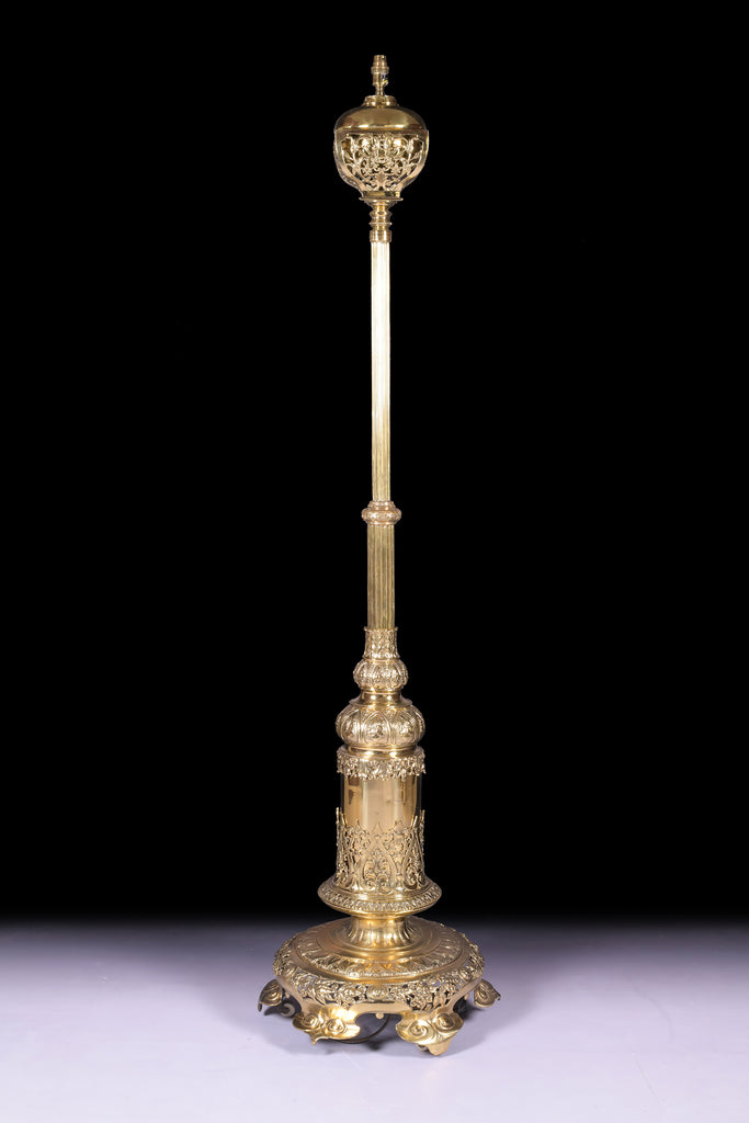 A STUNNING 19TH CENTURY BRASS STANDARD LAMP - REF No. 1010 A STUNNING 19TH CENTURY BRASS STANDARD LAMP - REF No. 1010