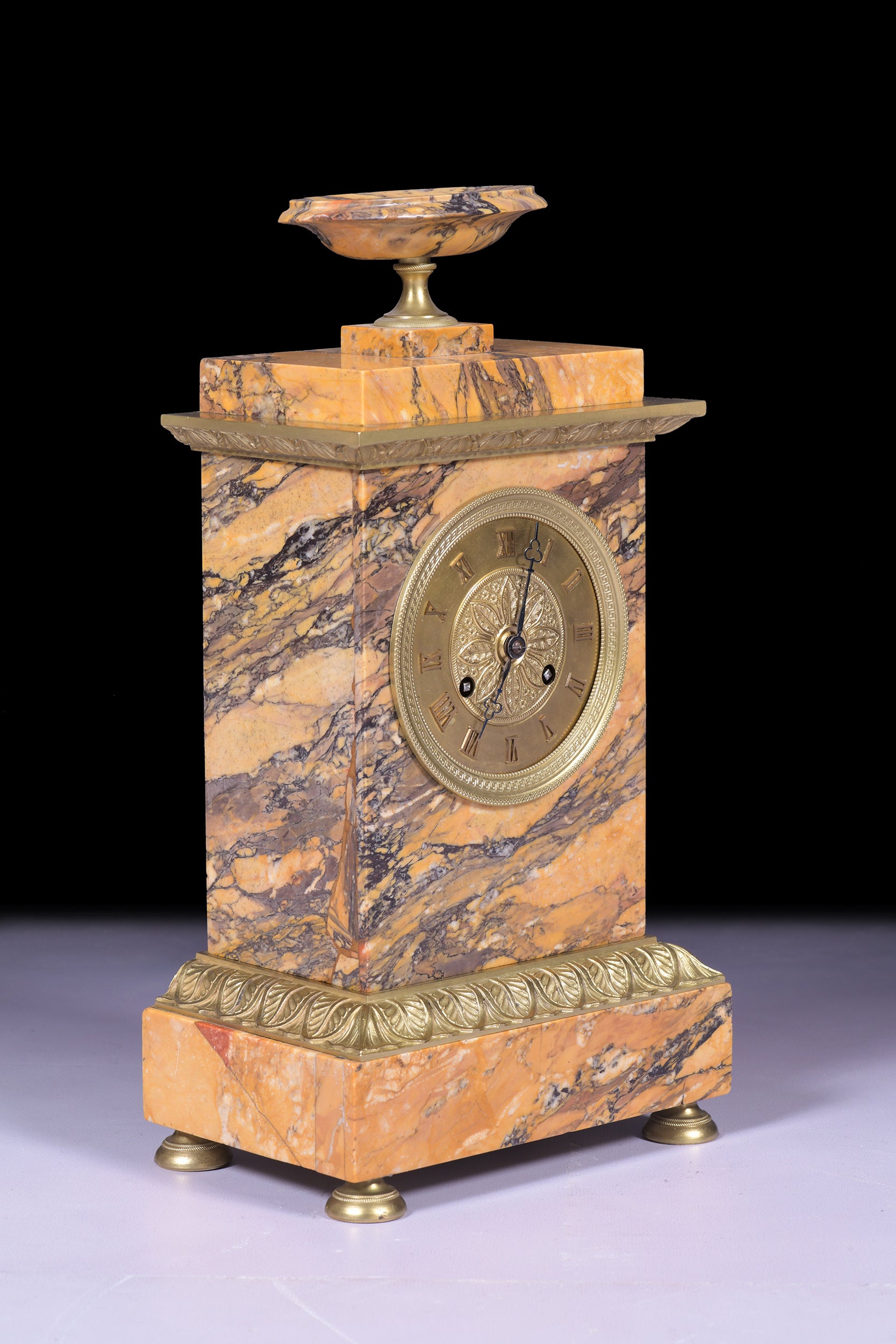 REGENCY SIENNA MARBLE MANTLE CLOCK- REF No. 117